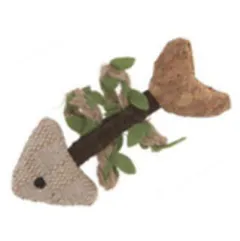 ARÊTE DE POISSON EN LIN ET CHANVRE NATUREL AVEC HERBE À CHAT 10,5X5,5