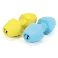 DISTRIBUTEUR DE FRIANDISES HALTÈRE EN CAOUTCHOUC COULEURS ASSORTIES 14,5CM