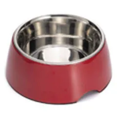 GAMELLE ANTIDÉRAPANTE EN MÉLAMINE ET ACIER INOXYDABLE ROUGE 400 ML
